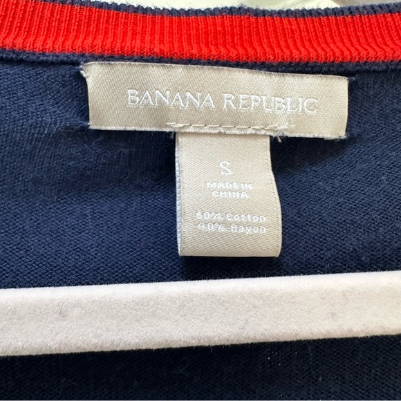 Banana Republic Navy V-neck Cardigan Gold Buttons | Small - Picture 4 of 4